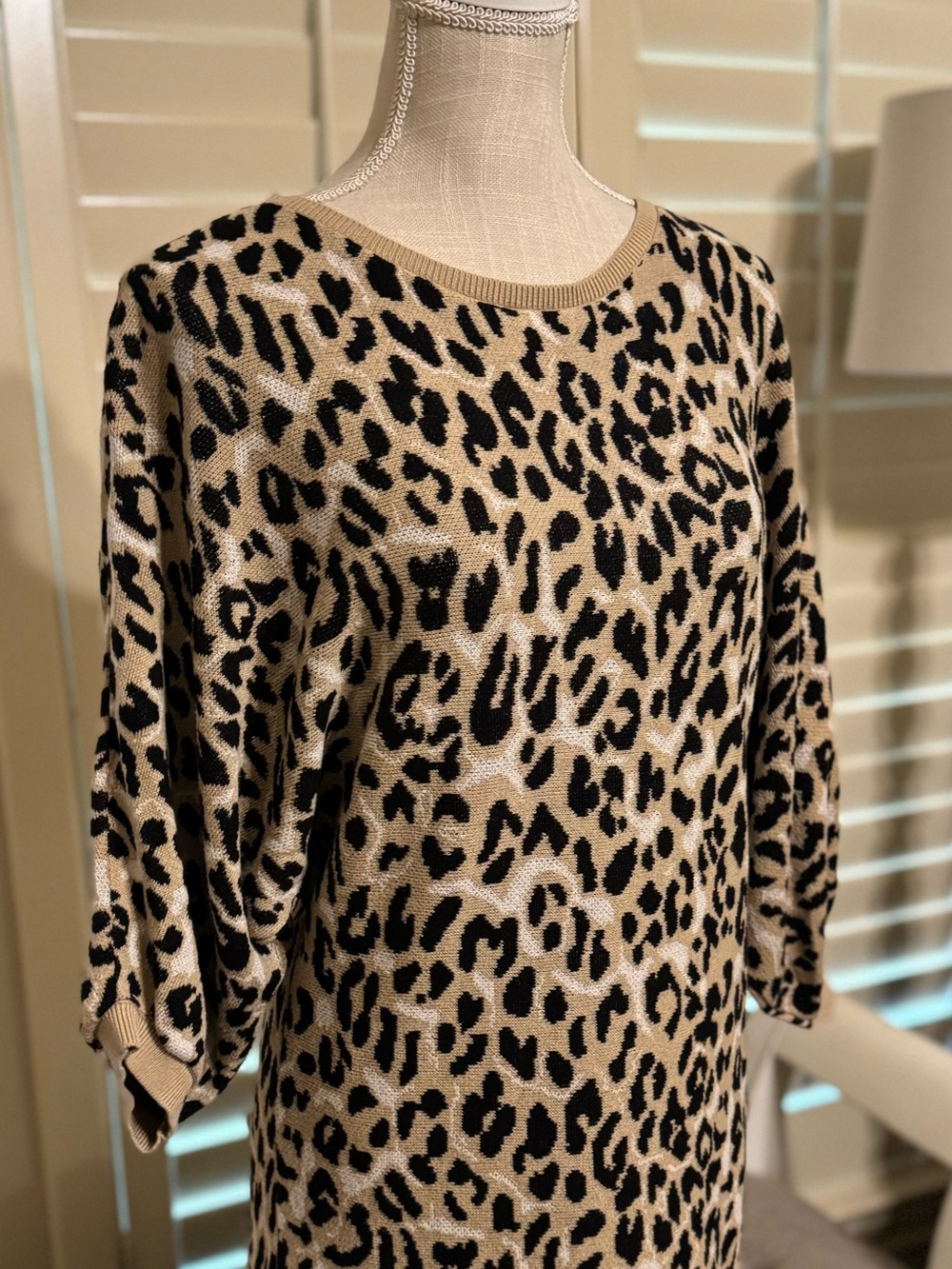 New York and Company Leopard Print Dolman Sleeve Sweater - Picture 3 of 8